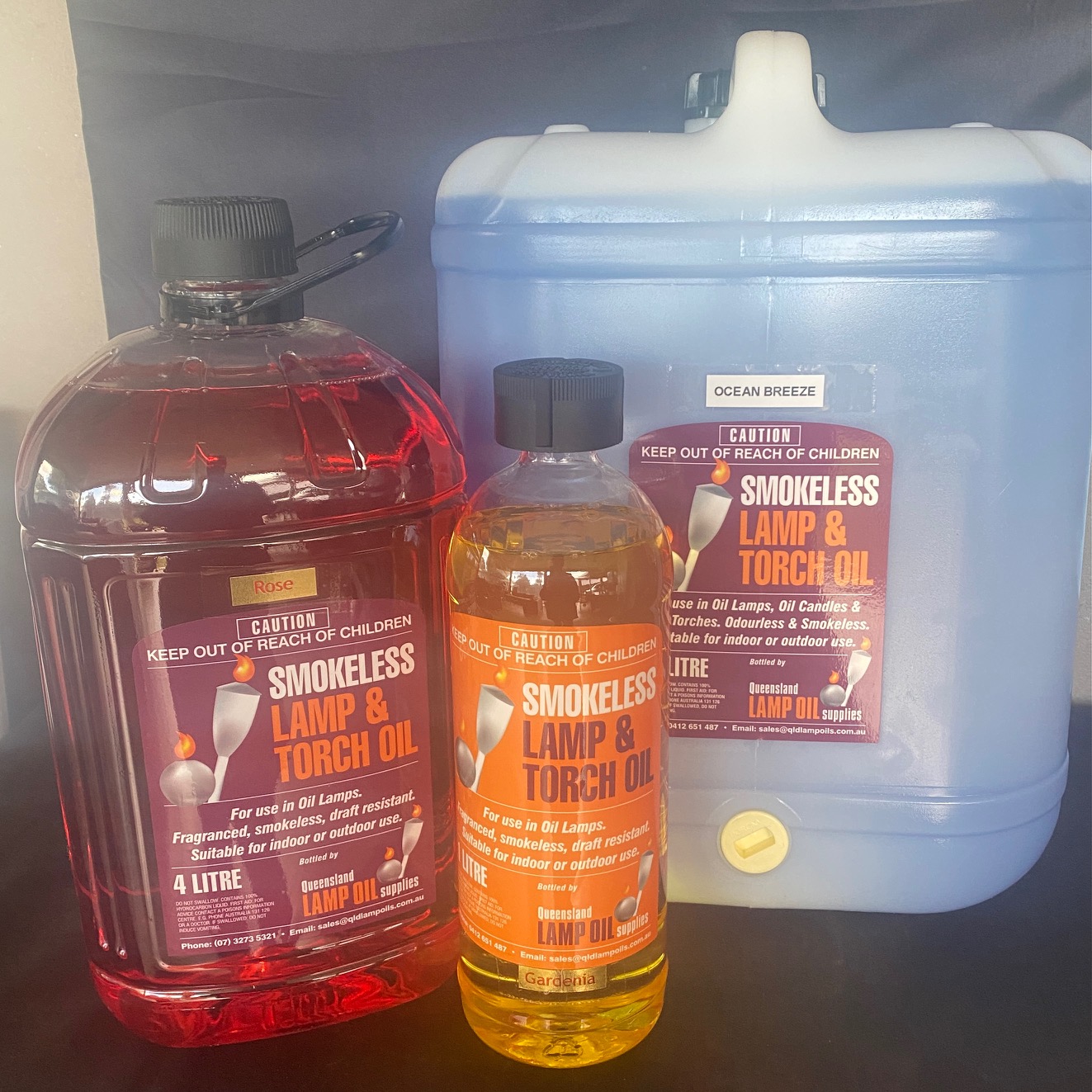 Lightly Fragranced & Coloured Smokeless Oil sizes available. – QLD Lamp Oil