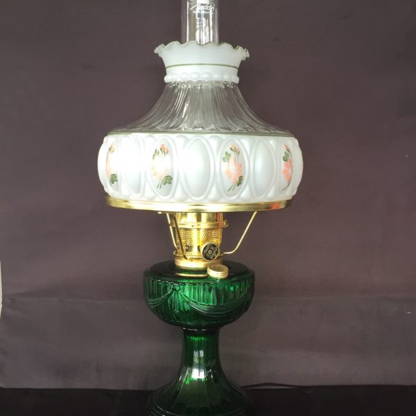 New Aladdin Oil Lamp Emerald Lincoln Drape Table Lamp No Shade