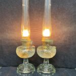 Aladdin Glass Washington Drape Table Mantle Oil Lamp/s - One or a Pair - Original - Complete Package Deal.